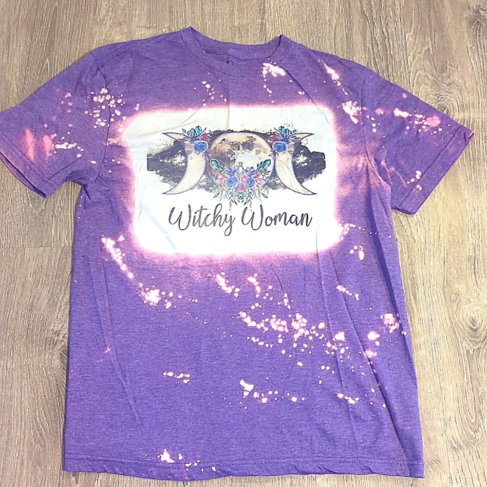 Artisan Made Acid Washed Witchy Moon T-shirt